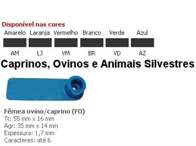 BRINCO OVINO NUMERADO/LISO VARIAS CORES FO